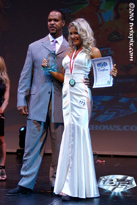 Promoter Paul Dillet with Bikini Overall Winner Tannis Miller